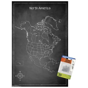 Trends International Chalk Map - North America Unframed Wall Poster Prints - 1 of 4