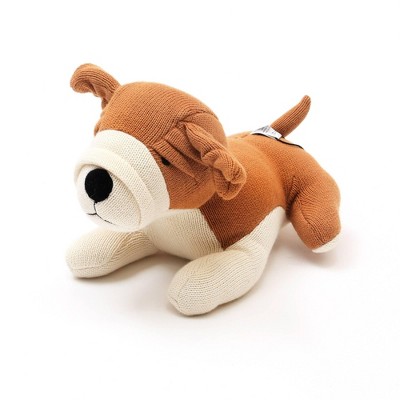 INFURNIC Baby and Toddler Learning Toys Ultra Soft Handmade Puppy Plush for Sensory Skill Development, Apricot Brown, 11"*8.5"*1"