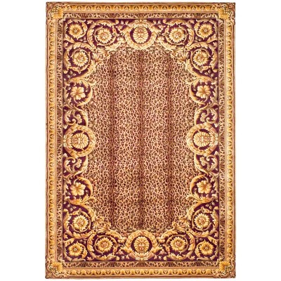Florence Hand-Knotted Wool Oriental Rug in Rich Gold and Burgundy