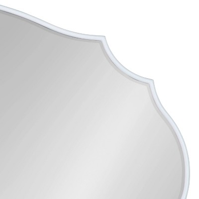 Elegant Full-Length White Wood Mirror with Scalloped Edges