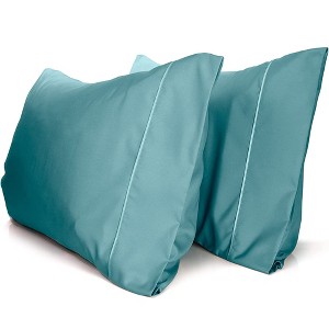 LuxClub 2 PC Performance Microfiber Solid Pillowcase Set - 1 of 3