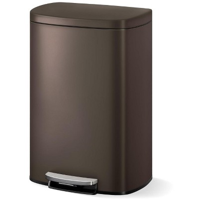 13 Gallon/50 Liter Large Kitchen Trash Can with Lid, Step-On Trash Can with Inner Drum