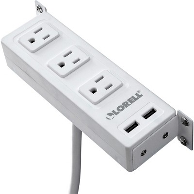Lorell AC Power Center 3 Outlets 2 USB Ports Under Desk WE 33996