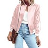 Zeagoo Women's Classic Solid Striped Biker Jacket Zip Up Fashion Bomber Jacket Coat - 4 of 4