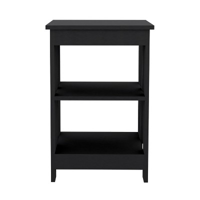 NicBex 15.7 inch High Nightstand with 3-Tier Storage Shelf,Modern Side Table with Solid Wood Frame,Bedside Table for Bedroom,Living Room,Black/White
