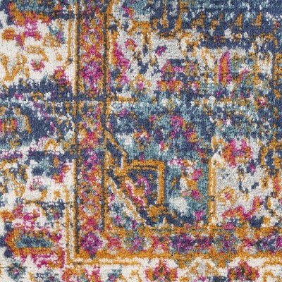 Elysian Blooms Blue Floral 5' x 7' Easy-Care Synthetic Rug
