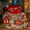 Lomsoe Festive Santa Claus & Reindeer Night Scene Flannel Throw Blanket,Soft & Warm Flannel Christmas Throw Blanket. - 2 of 4