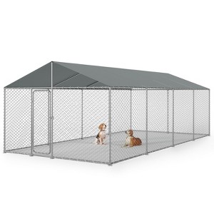 XBRIGH Outdoor Dog Kennel with Waterproof Cover,UV-Resistant Roof and Secure Locking Mechanism for Large Dogs,Durable Metal Enclosure - 1 of 4