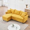 SKRAN 80" Sectional Sofa Couch with Pull Out Bed, Modern Upholstered L-Shaped Sleeper Sofa Bed with Storage Chaise & Throw Pillows, Corduroy(Yellow) - 4 of 4