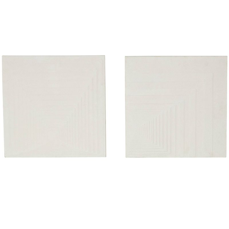 Olivia &#38; May Set of 2 Metal Geometric Layered Square Cube Perspective Wall Decors with Sandstone Texture Cream, 1 of 8