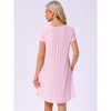 cheibear Women's Soft Front Button Short Sleeve Sleepwear Lounge Nightgown with Pockets - 3 of 4