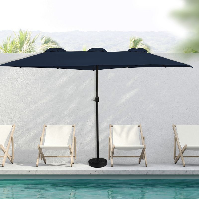 Northlight 15' Outdoor Patio Market Umbrella with Hand Crank, Navy Blue, 2 of 7