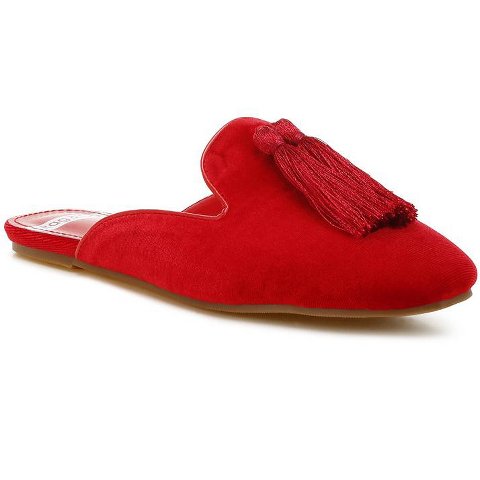 Женские сабо Rag & Co Womens Cardinal Tassel Detail Velvet Mules 8