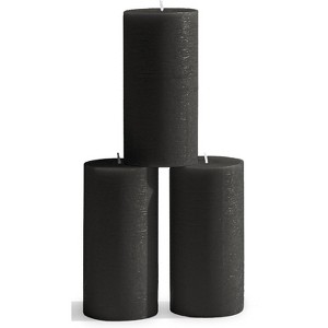 Large Pillar Candles 3x6 Inch ¨C Set of 3 Unscented Dripless Candles, Long Burning Rustic Finish for Weddings, Home Decor - 1 of 4
