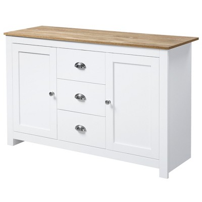 White MDF Kitchen Sideboard with Adjustable Shelves and Drawers