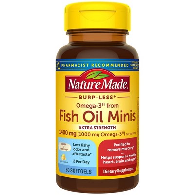 Nature Made Fish Oil Minis Extra Strength Burp-less 1400mg Softgels with 1000mg Omega 3 - 60ct