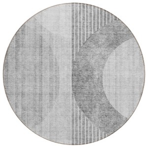 Gray Silver And Charcoal Geometric Washable Indoor Outdoor Area Rug - 1 of 4