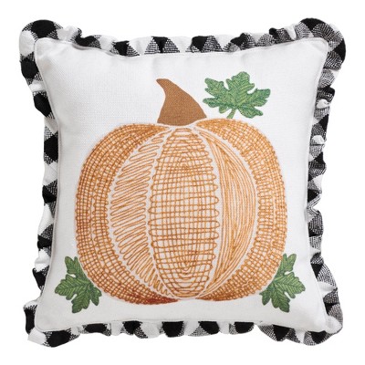 Annie Black Check Pumpkin Pillow 12x12 VHC Brands