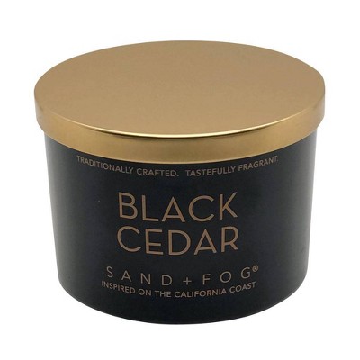 12oz Glass 2-Wick Black Cedar Candle Black - Sand + Fog