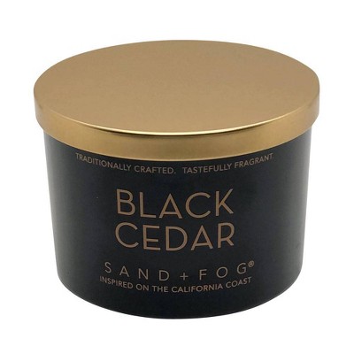 12oz Glass 2-Wick Black Cedar Candle Black - Sand + Fog