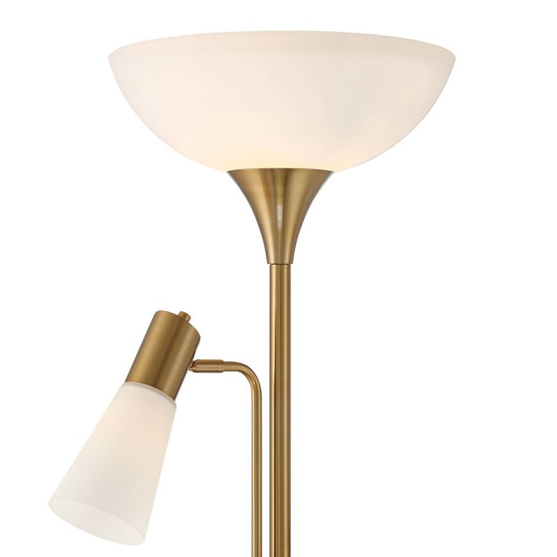 Possini Euro Design Modern Torchiere Floor Lamp with Side Lights 71" Tall Warm Gold Frosted Glass Shade for Living Room House, 3 of 10