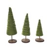 Transpac Fabric 12.6 in. Green Christmas Velvet Tree on Base Set of 3 - image 2 of 4