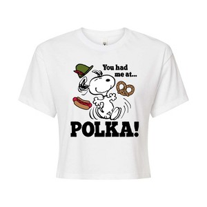 Women's - Peanuts - You Had Me At Polka Cropped Graphic T-Shirt - 1 of 4