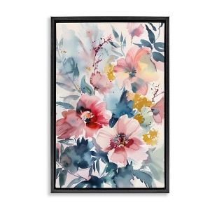 Stupell Industries Watercolor Floral Bunch Floating Frame Canvas Art - 1 of 4