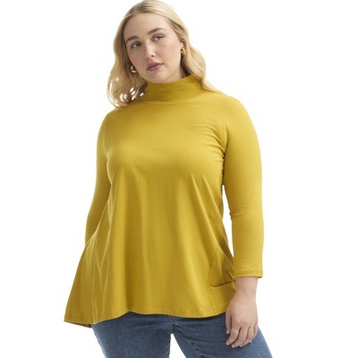 June + Vie by Roaman's Women's Plus Size One+Only Mock-Neck Tunic