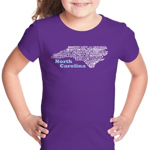 LA Pop Art Girl's Word Art T-shirt - North Carolina - 1 of 4