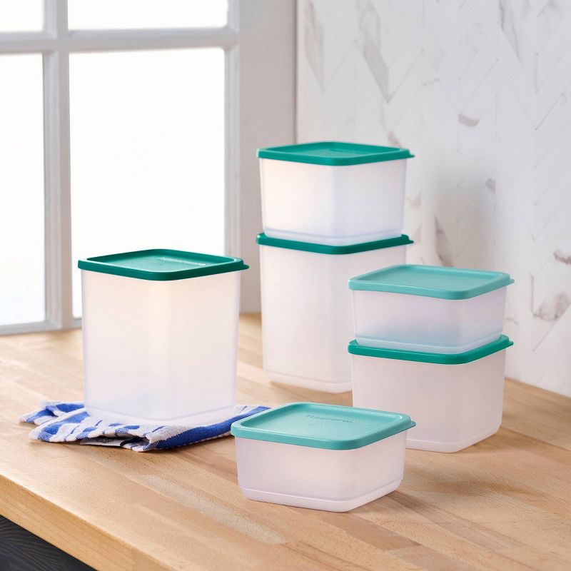 Tupperware 12pc Square Stacking Food Storage Containers with Lids - Green, 6 of 15
