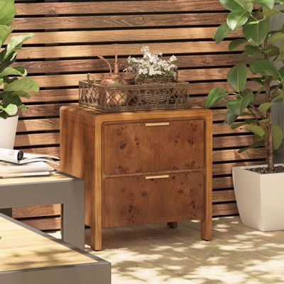 JIONJOY Wood Nightstand with 2 Drawers, Vintage Style Fully Assembled End Table for Bedroom or Living Room-Natural