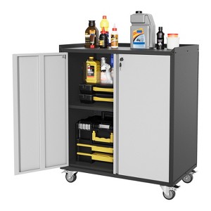 Locking Metal Cabinet with Door - 35.43" High Rolling Garage Storage Cabinet with Shelves, Tool Cabinets for Garage, Home, Office - 1 of 4