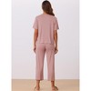 cheibear Women's Short Sleeve Top with Pants Pajama Sets - 3 of 4