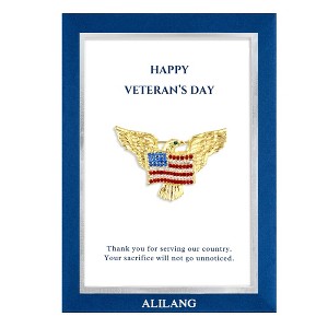 Anna-Kaci Golden Tone Bald Eagle Flag Brooch Pin with Gift Message Card & Envelope Jewelry Gifts - 1 of 4