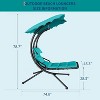 Outdoor Hanging Chaise Lounge Chair with Removable Canopy and Pillow, Curved Steel Hammock Swing for Patio or Garden - 2 of 4