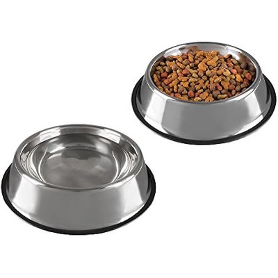 Stainless Steel Pet Bowls with Non Slip Rubber Bottom for Dogs and Cats-Feeder Dish for Food and Water- Set of 2, 32 oz Each By PETMAKER
