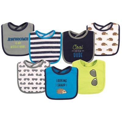 Hudson Baby Infant Boy Cotton Bibs 7pk, Hedgehog, One Size