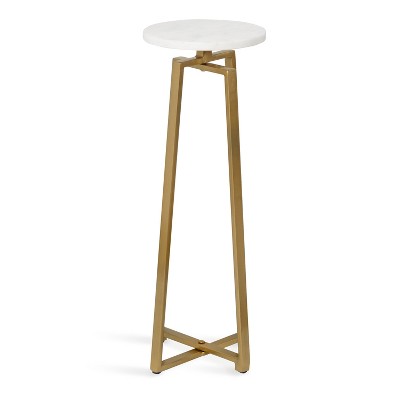 White Marble and Gold Metal Round Drink Table