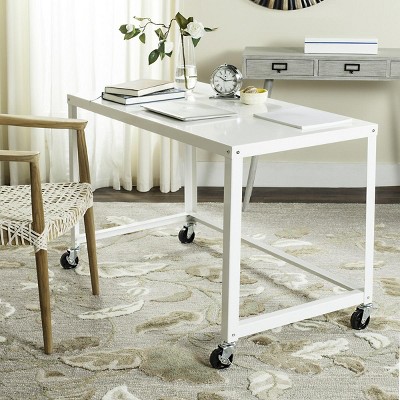 Bentley 47'' Glossy White Industrial Home Office Desk on Casters