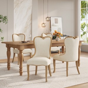 Christopher Knight Home Vex French Country Rubberwood Tufted Wing Back Upholstered Dining Chairs - 1 of 4