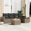 vidaXL 6 Piece Patio Sofa Set with Cushions Gray Poly Rattan - With Table - 2 of 4