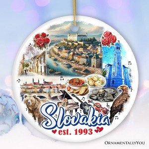 Artistic Slovakia Landmarks Ornament, Slavic Heritage and Culture Christmas Gift and Bratislava Travel Souvenir| OrnamentallyYou - 1 of 4