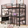 Whisen Stylish Design Full Size Metal Frame Loft Bed with Shelves and L-shaped Desk - 2 of 4