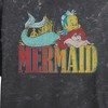 Juniors Womens The Little Mermaid Ariel and Flounder Distressed Logo Mineral Wash Crop T-Shirt - 2 of 4