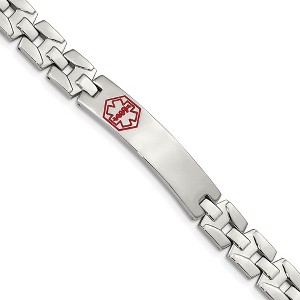 Black Bow Jewelry Stainless Steel Red Enamel Medical I.D. Bracelet, 8 Inch - 1 of 4