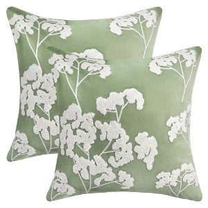 REGALWOVEN Velvet Soft Decorative Plum Blossom Embroidery Pillowcases 2 Pcs - 1 of 4