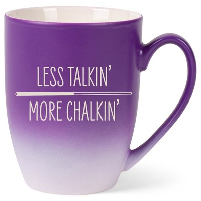 100 North Billiards Design 10 Ounce Purple and White Two Toned Ombre, Comfortably Fits Your Hands, Ceramic Tea Coffee Cup Mug, Less Talkin' More