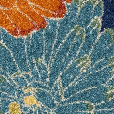 Navy Multicolor Floral Synthetic 8' x 10' Area Rug