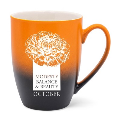 Elanze Designs Modesty Balance And Beauty Two Toned Ombre Matte Orange and Black 12 ounce Ceramic Stoneware Coffee Cup Mug